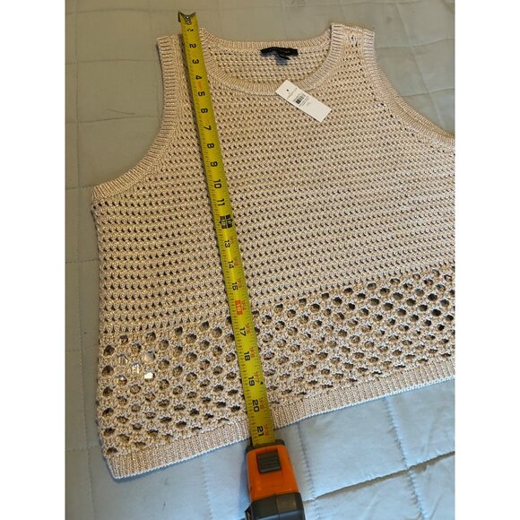 NWT Ann Taylor XXL Sweater Vest VISCOSE Crochet Knit Tank Top Sleeveless Pullove - Picture 4 of 8